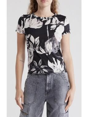 ALLSAINTS Women’s Bela Jackie Floral Organic Cotton Tee In Black-Size Large